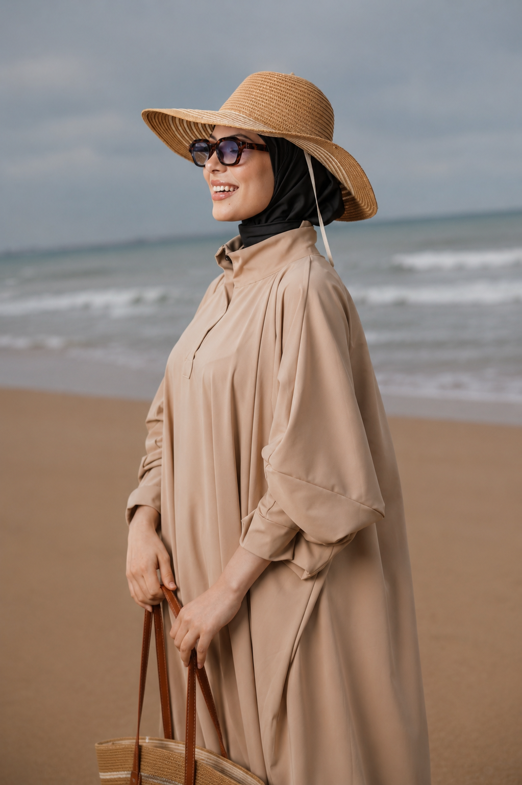 Breeze Burkini in beige, side detail